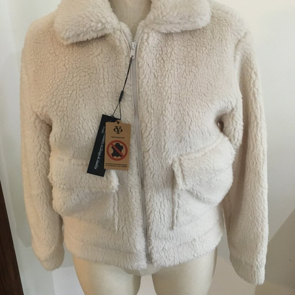 Yoki Vegan Fur Zip Up Jacket Size Medium NWT